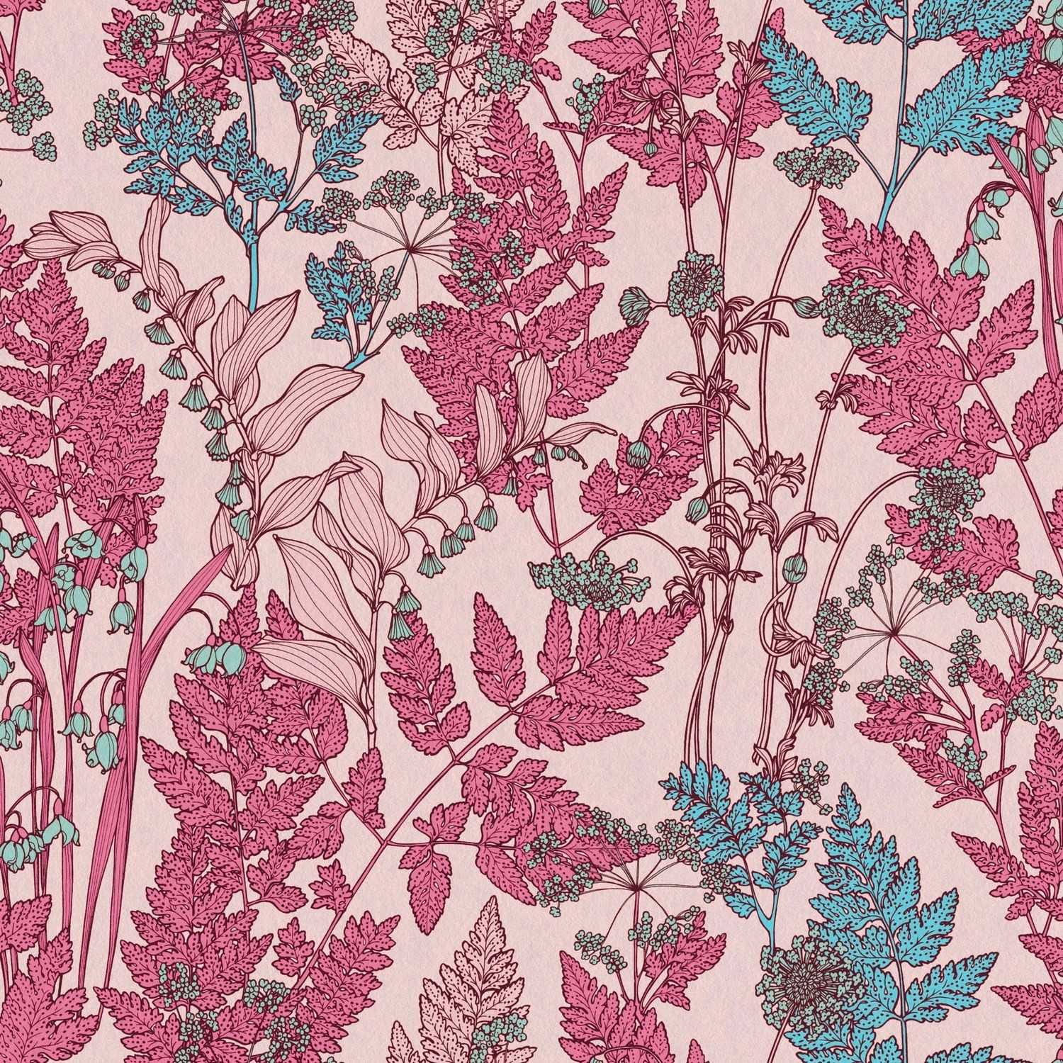 PROFHOME 377518-GU Blumen Tapete Floral Matt Rosa Rot Blau 0,53 m x 10,05 m günstig online kaufen