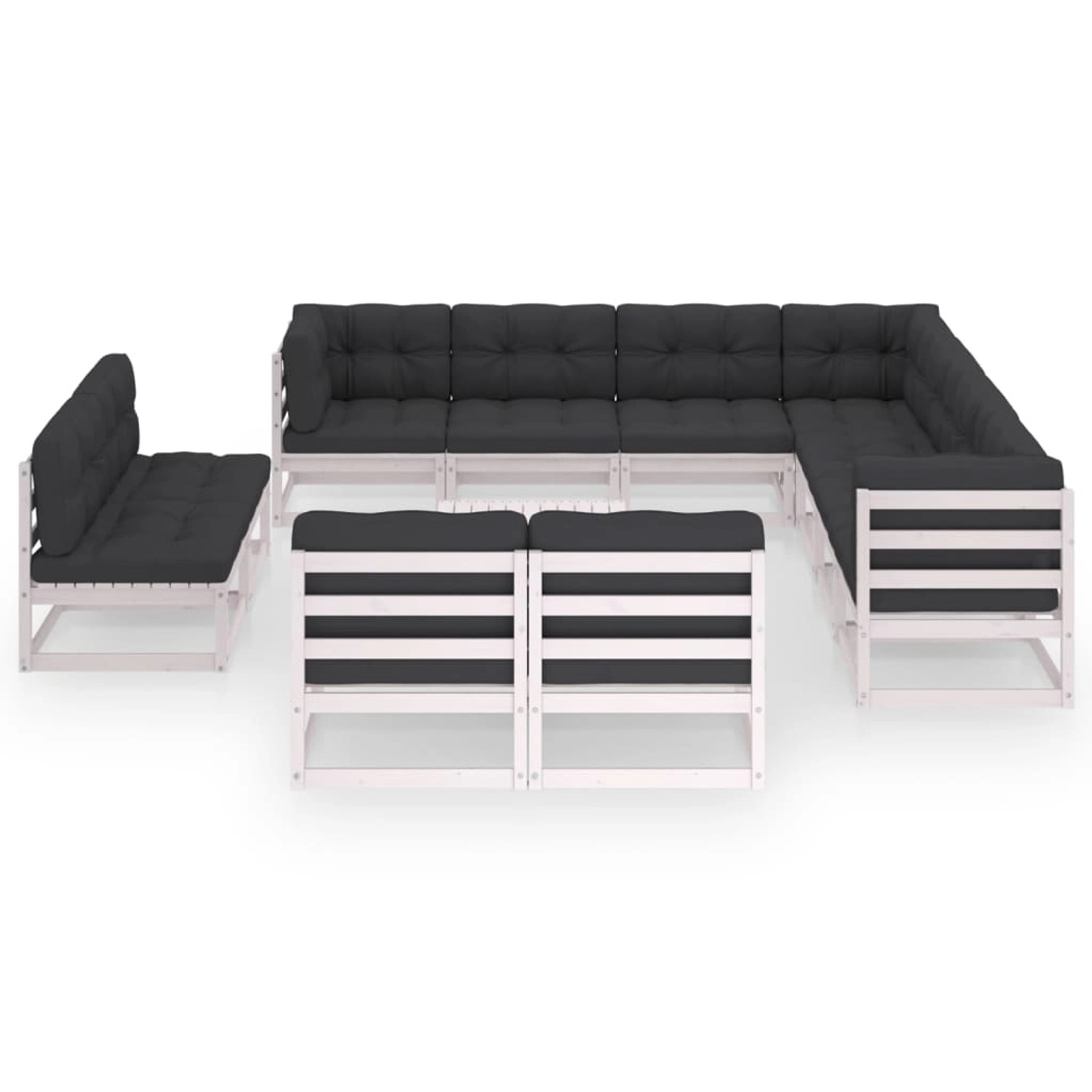 12-tlg. Garten-lounge-set Mit Kissen Weiß Kiefer Massivholz günstig online kaufen