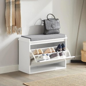 SoBuy Schuhkipper Schuhschrank mit Klappe Schuhbank Holz Weiß FSR98-W