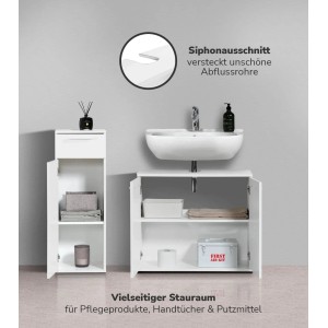 Weißes 2-teiliges Badmöbel Set 'Der Steuermann' mit Waschbecken und Stauraum.
