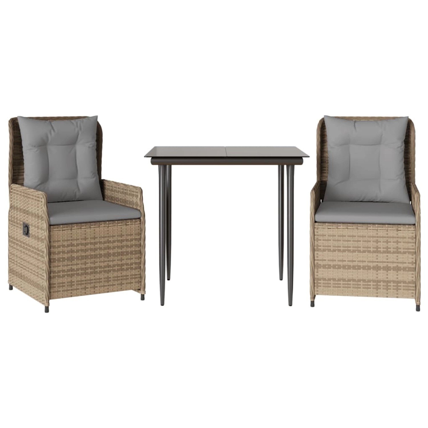 vidaXL 3-Tlg Garten-Essgruppe mit Kissen Beige Poly Rattan 3262868 günstig online kaufen