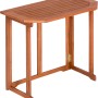 Brauner Klapptisch aus Eukalyptus (90x50cm) für den Balkon. Platzsparend abklappbar.