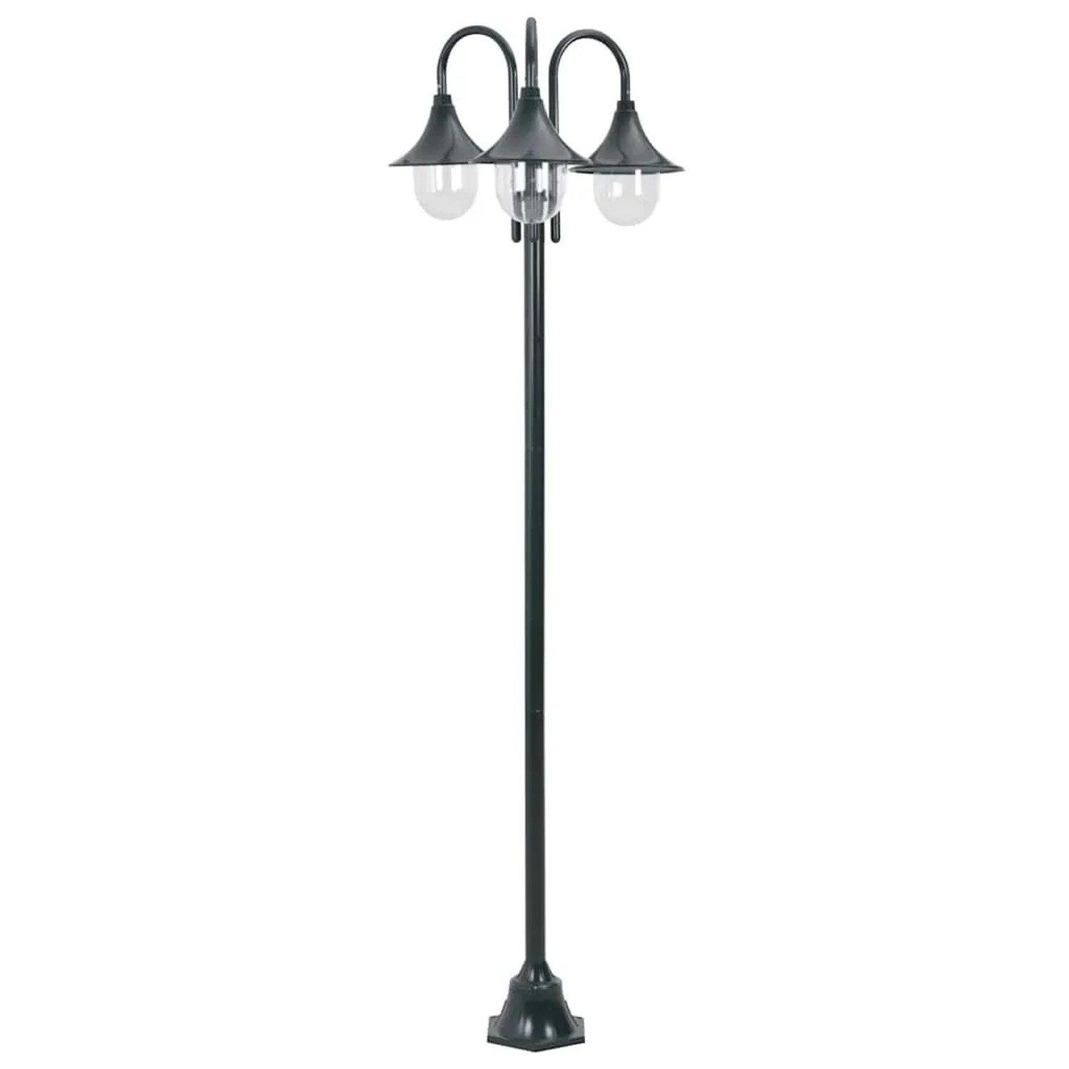 vidaXL Garten-Pollerleuchte E27 220 cm Aluminium 3-Laterne Dunkelgrün 44216