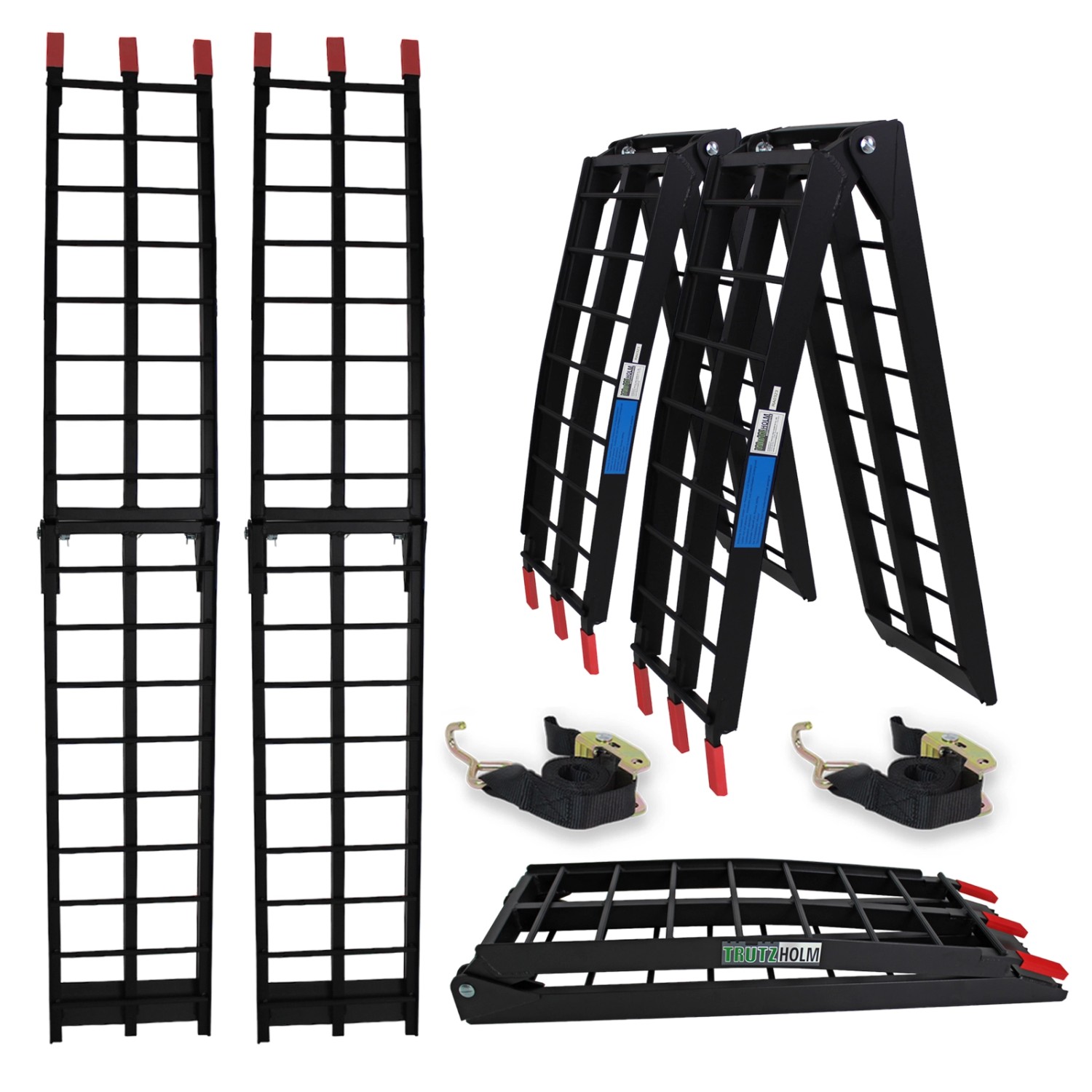 TRUTZHOLM 2x Auffahrrampe Klappbar 180 cm Traglast 680 kg Alu Schwarz