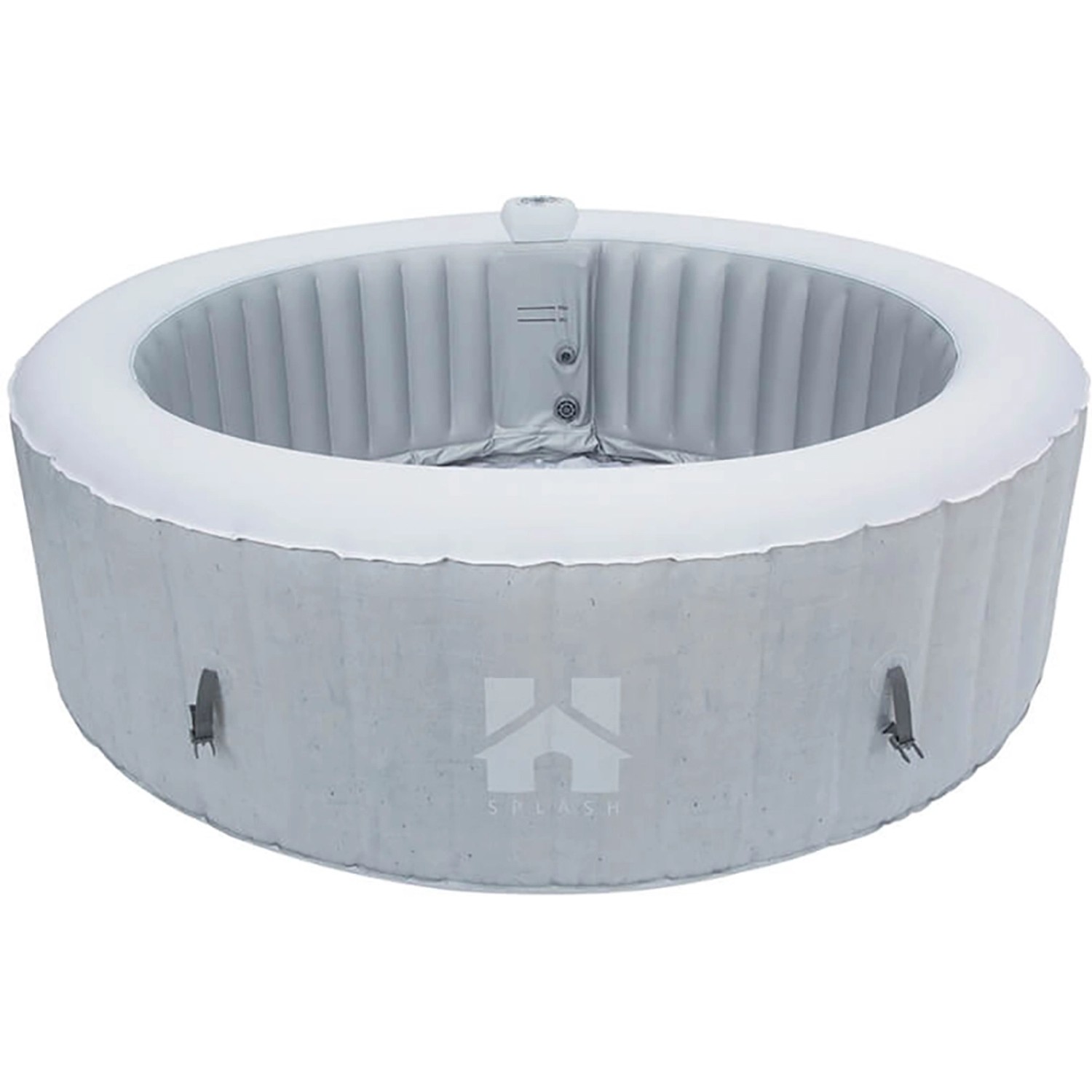 Runder Home Deluxe Whirlpool Splash in Betonoptik, Ø 208 cm, mit Bedienelement.