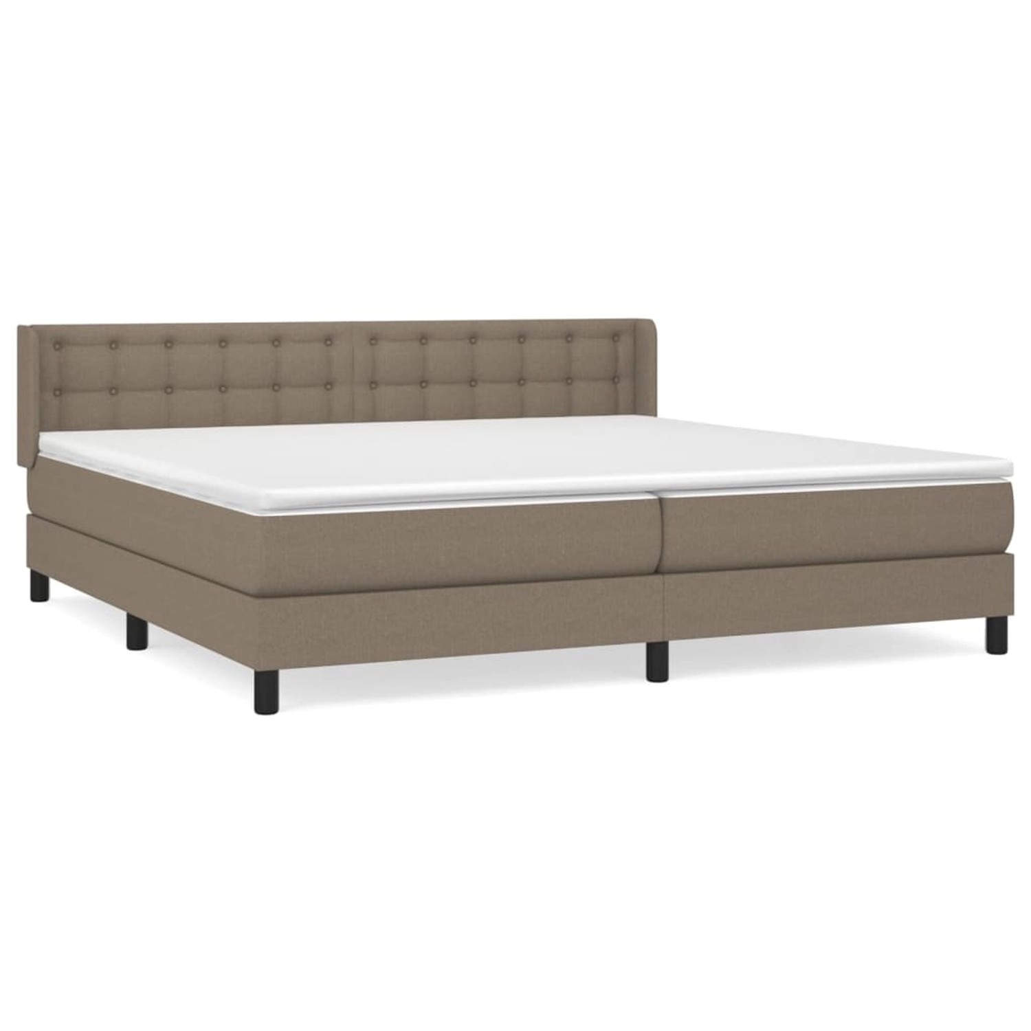vidaXL Boxspringbett mit Matratze Taupe 200x200 cm Stoff 3130061