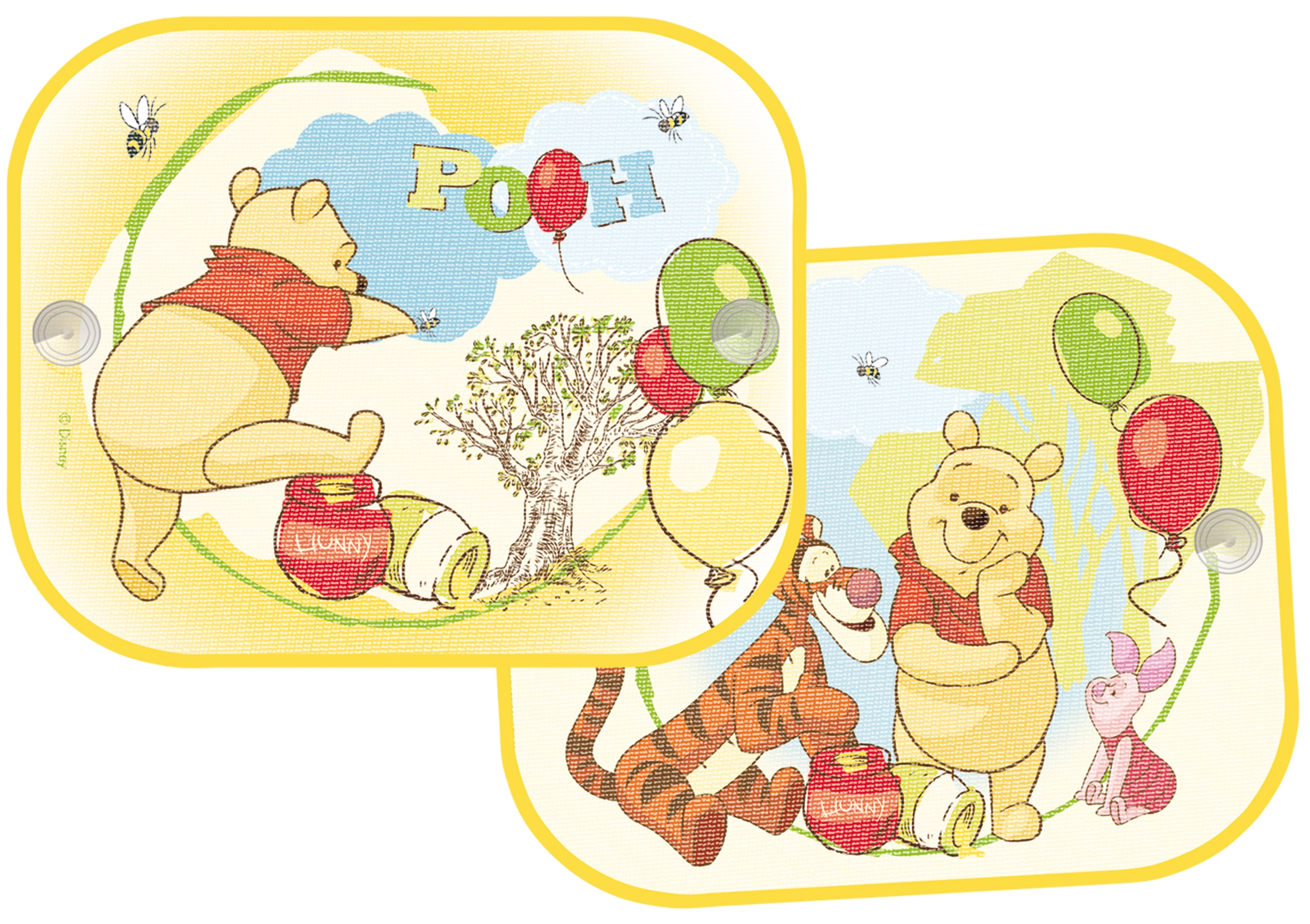 2 TLG. Set Sonnenschutz Rollo - Winnie The Pooh - für Fenster und Auto  Seitenscheibe - Sonnenblende - Jungen Mädchen Kinder Baby - Sonnenrollo -  Puuh