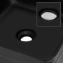 Detailaufnahme: Quadratisches, mattschwarzes ML-Design Keramik Waschbecken mit Ablauf.