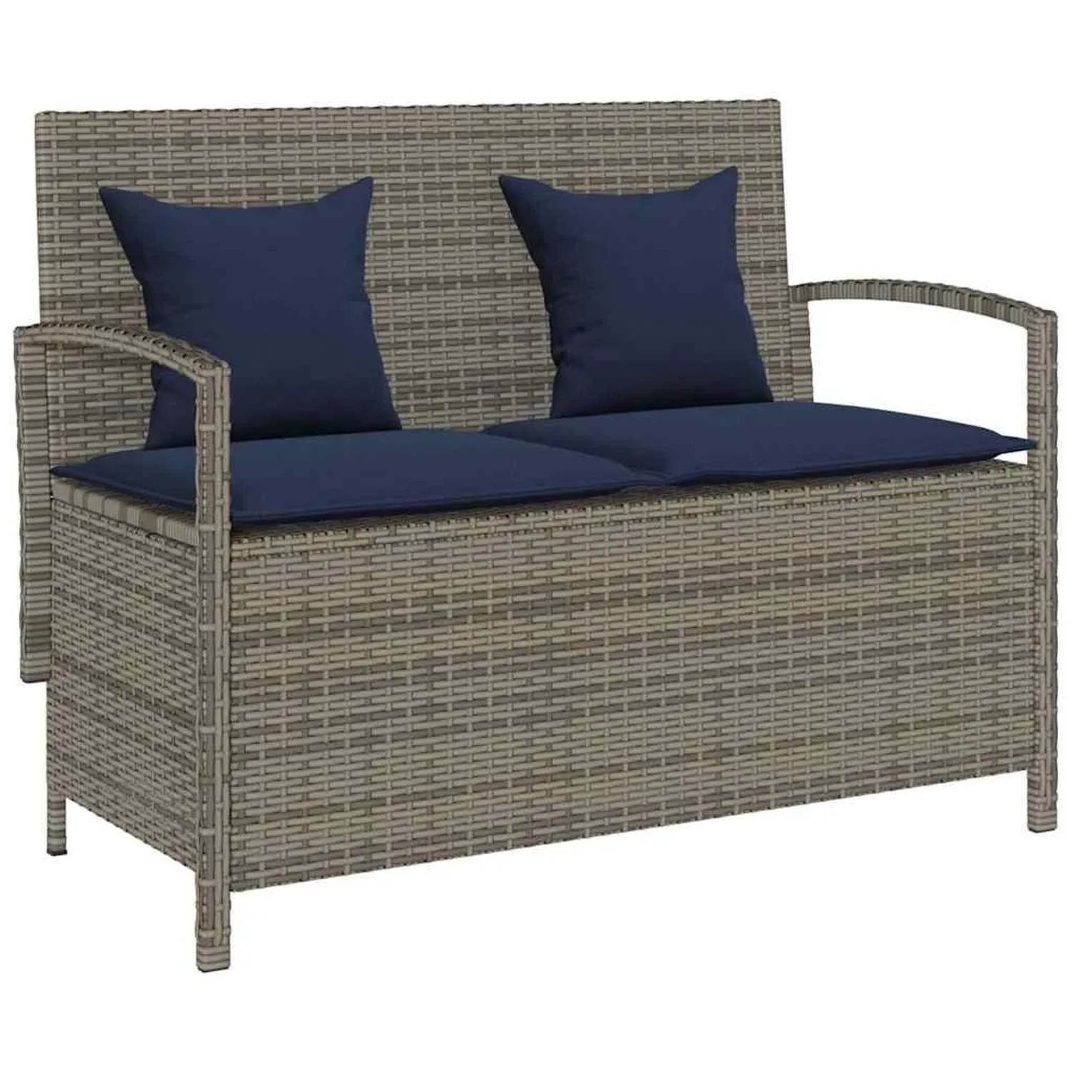 Furnicato Gartenbank Mit Stauraum Und Kissen Grau Poly Rattan