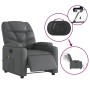 Grauer elektrischer Massagesessel aus Kunstleder mit Getränkehalter und Relaxfunktion.