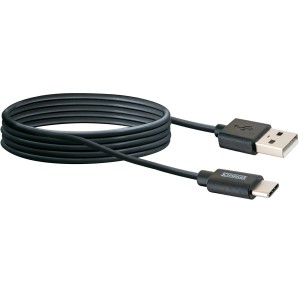Schwaiger USB-C auf USB-A Kabel, 2m, schwarz, zum Laden und Synchronisieren von Geräten.