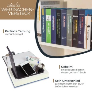HMF 80925 Buchtresor Geldkassette Papierseiten 23 x 15 x 4 cm Frankreich