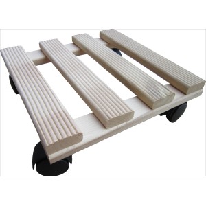 Eckiger Pflanzenroller aus Buchenholz, naturfarben, geriffelte Oberfläche, 25x25 cm.