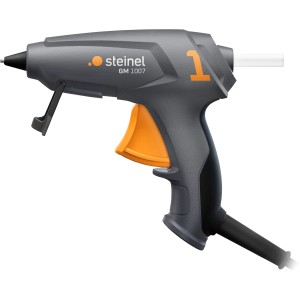 Steinel Heißklebepistole GlueMatic 1007 mit 6 Klebesticks, grau/orange.