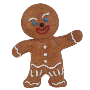 Winkender Deko-Pfefferkuchenmann, 40 cm, braun-weiß, für weihnachtliche Gartendeko.