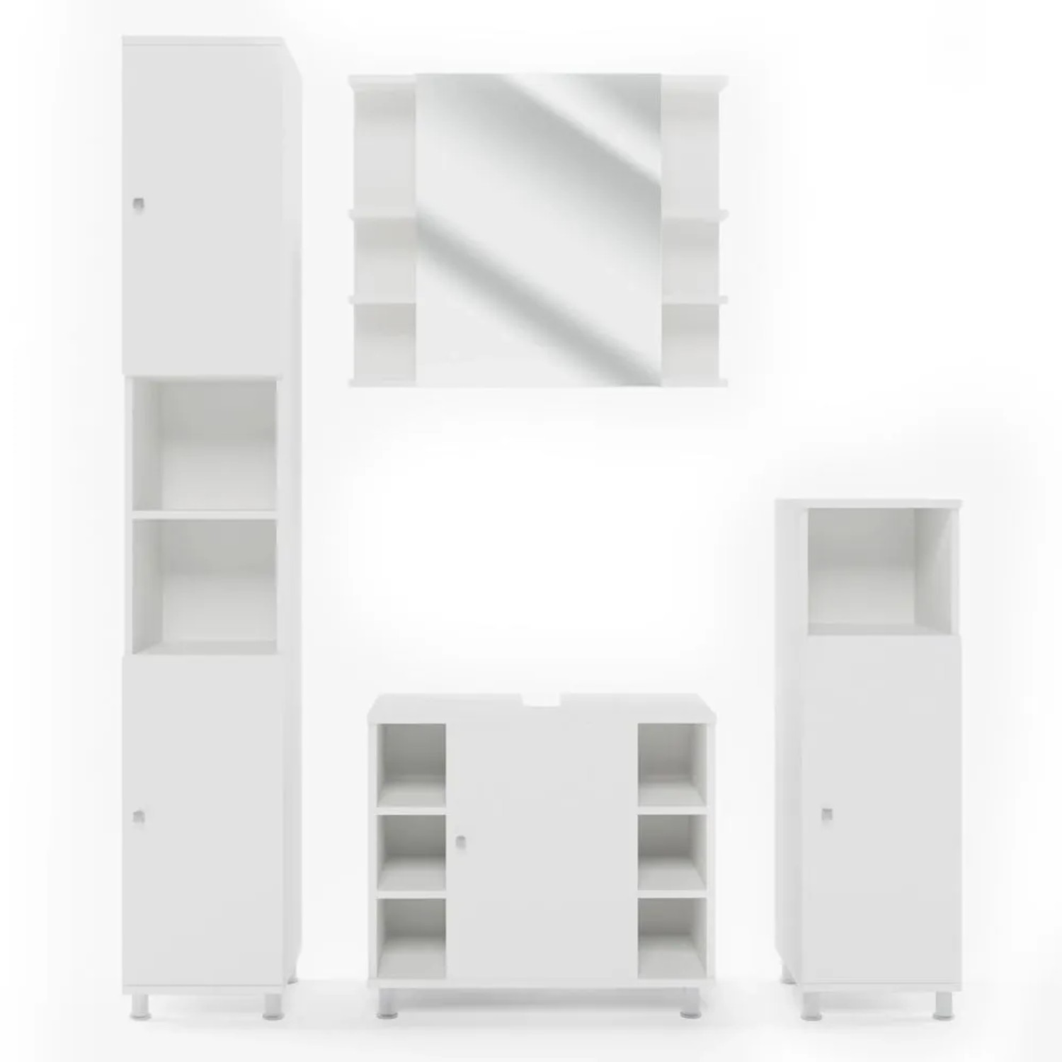 Vicco Badmöbel-Set Fynn Weiß 60 x 54 4-teilig