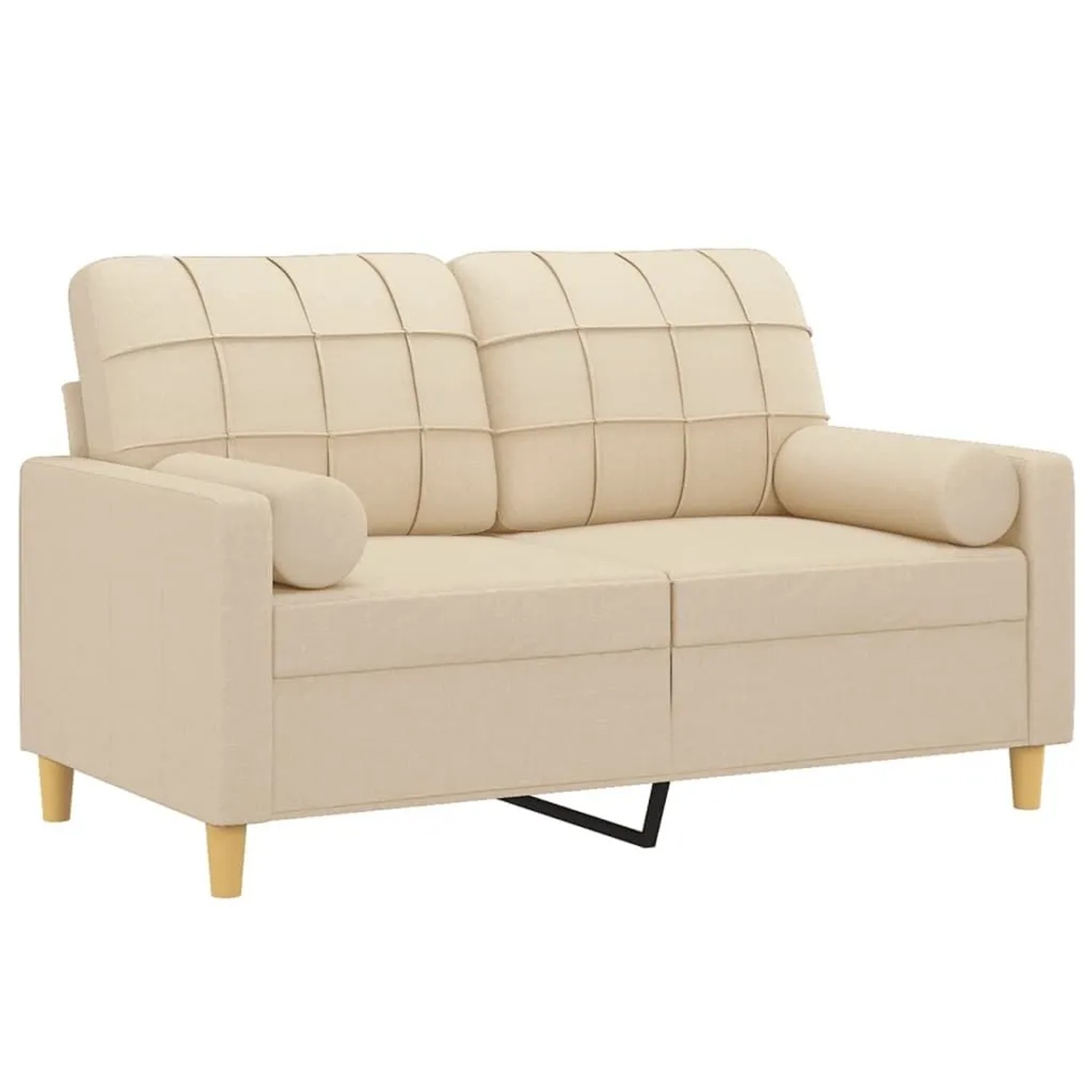 vidaXL 2-Sitzer-Sofa mit Zierkissen Creme 120 cm Stoff 3200776 günstig online kaufen