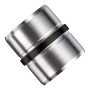 Gerader Edelstahl Handlaufverbinder, silberfarben mit schwarzem Ring, für Handläufe.