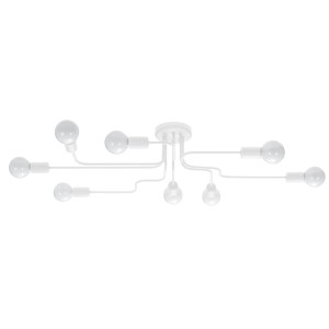 Weißer Sollux Lighting Kronleuchter Vector 8, moderne Deckenleuchte mit acht Leuchten.