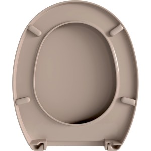 Beiger WC-Sitz aus Kunststoff, 36x44 cm, für Standard-WCs.