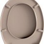 Beiger WC-Sitz aus Kunststoff, 36x44 cm, für Standard-WCs.