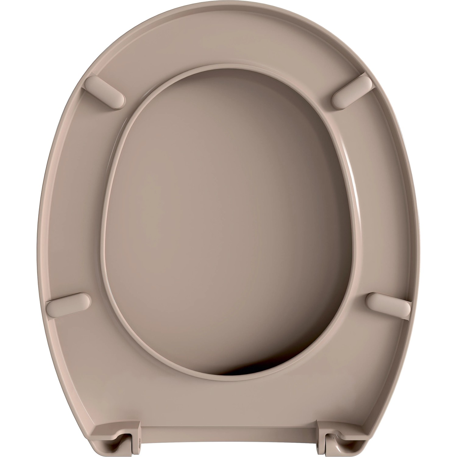Beiger WC-Sitz aus Kunststoff, 36x44 cm, für Standard-WCs.