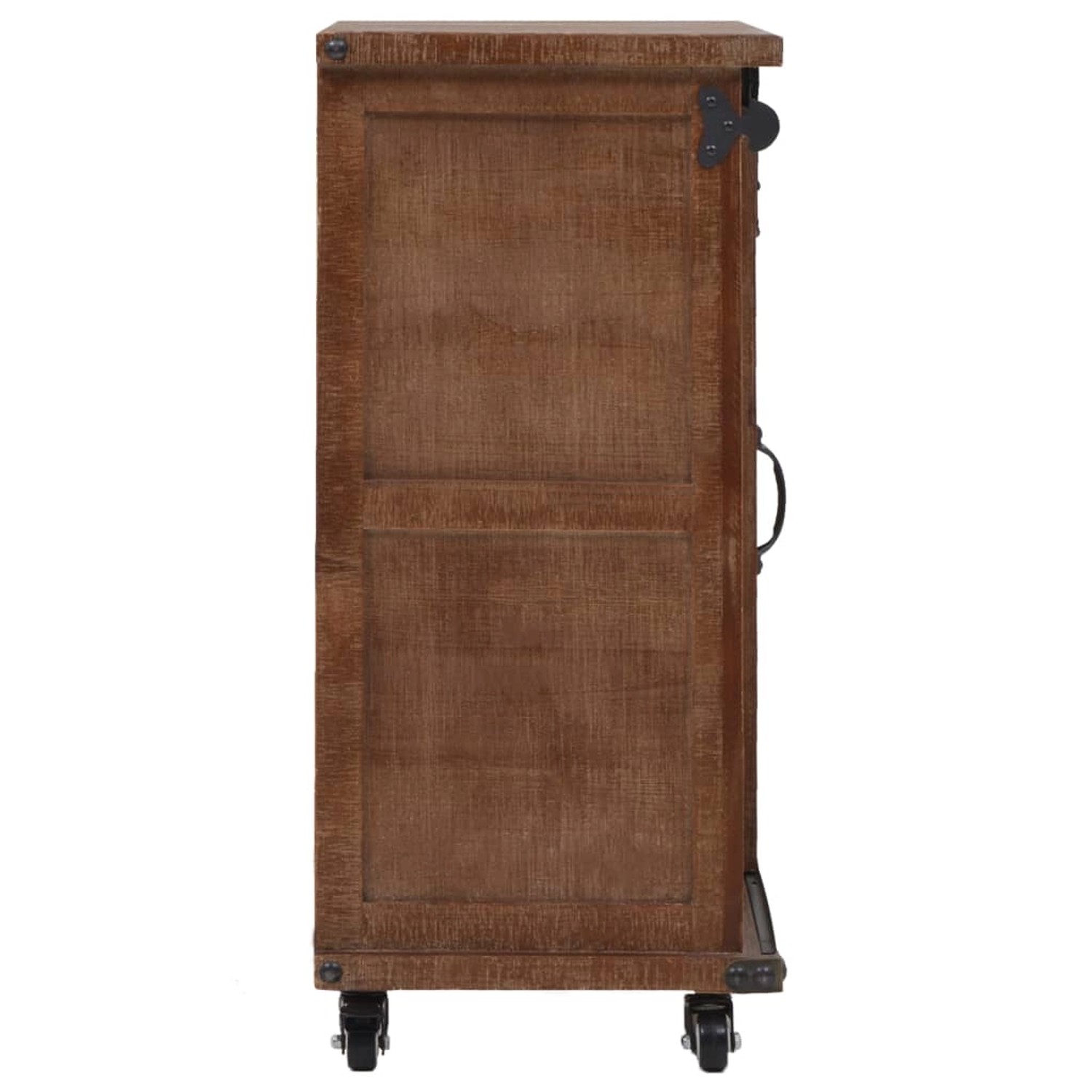Brauner vidaXL Büroschrank aus Tannenholz mit Rollen, 64x33,5x75 cm.
