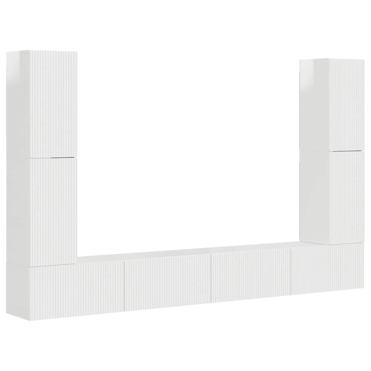 vidaXL TV-Schrankset 8 Stk Hochglanz Weiß Holzwerkstoff 3409136 günstig online kaufen