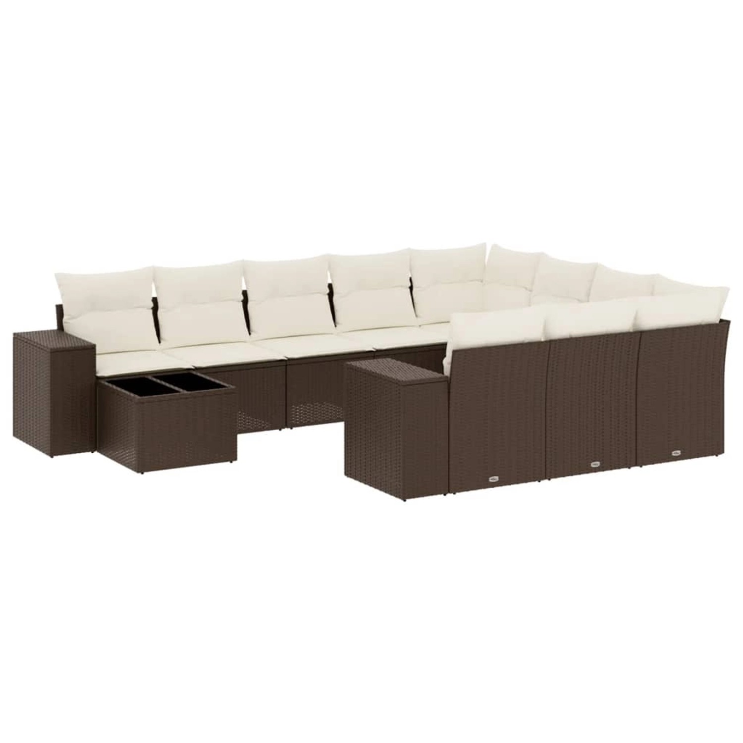 vidaXL 11-Tlg Garten-Sofagarnitur mit Kissen Braun Poly Rattan 3255470 günstig online kaufen