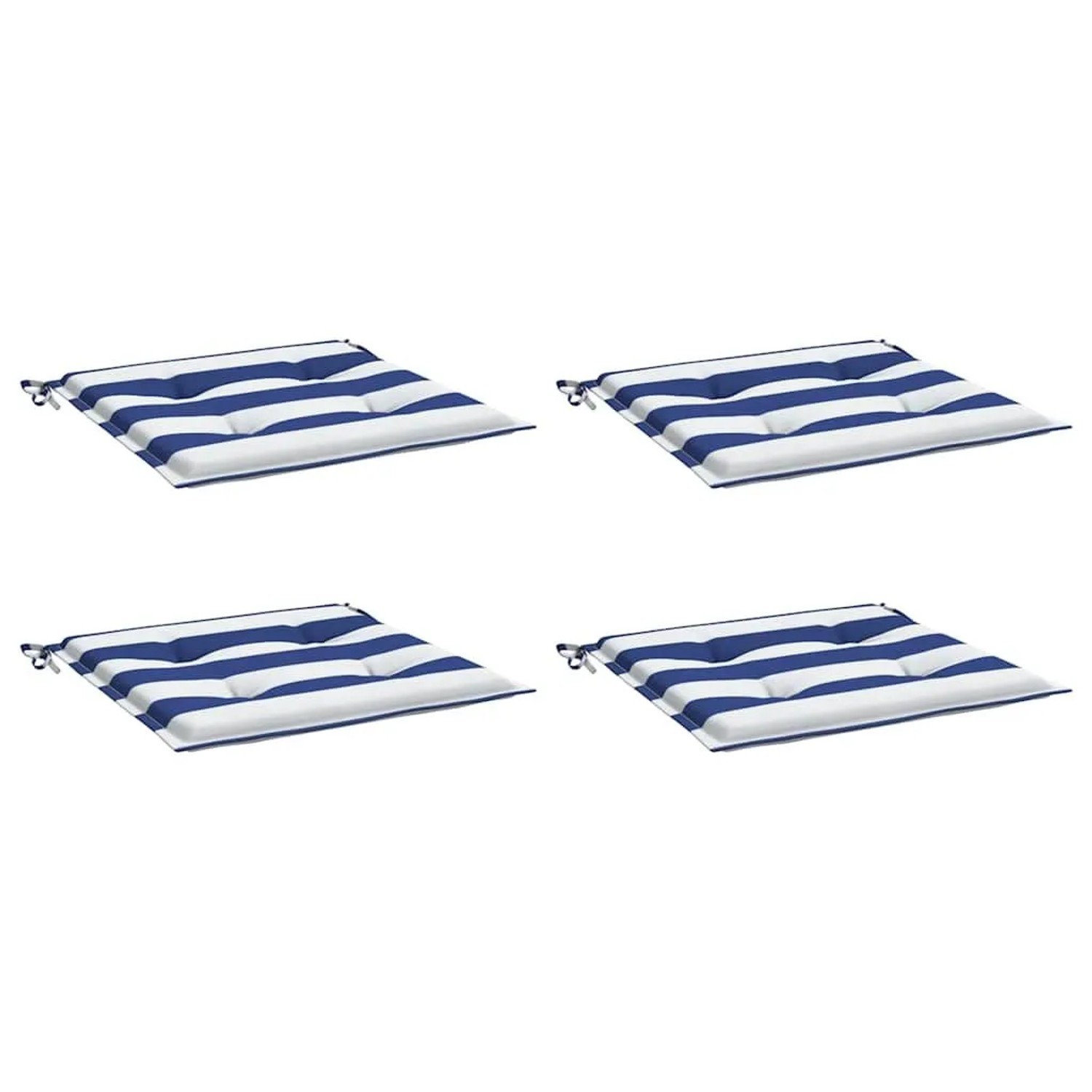 vidaXL Gartenstuhl-Kissen 4 Stk Blau & Weiß Gestreift 40x40x4cm Stoff 36101 günstig online kaufen