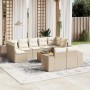 Beige 10-tlg. Garten-Sofagarnitur aus Rattan mit Kissen. Gemütliche Gartenmöbel für Terrasse und Garten.