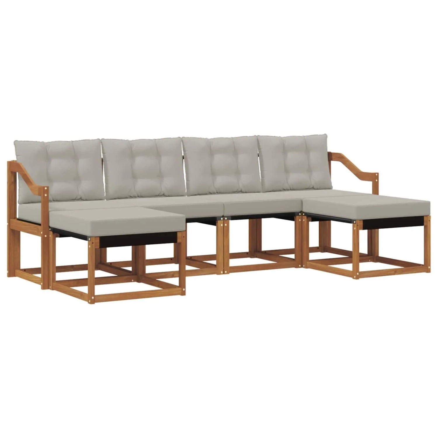 vidaXL Outdoor-Sofagarnitur mit Kissen 6-Tlg Natur und Hellgrau 3368938