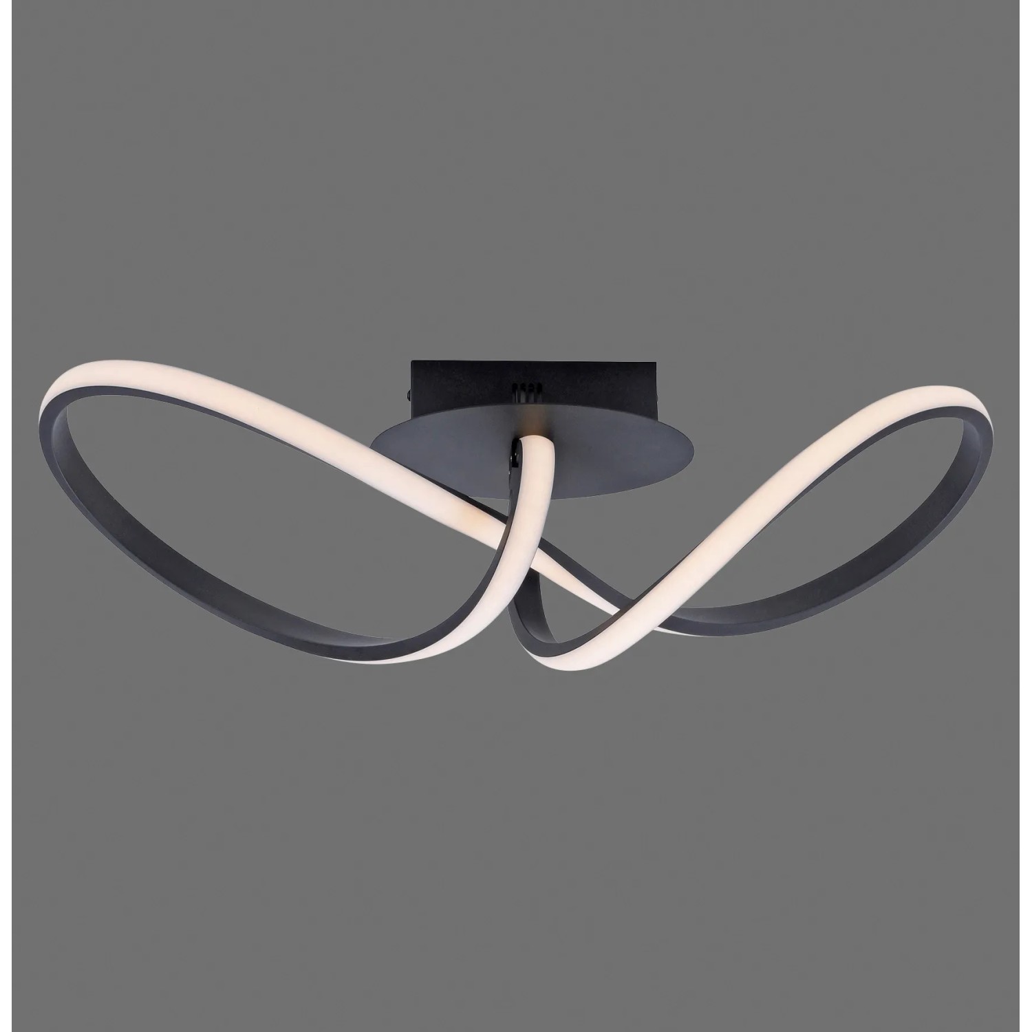 Moderne LED-Deckenleuchte Maria von Just Light, 61x24,5 cm, mit geschwungenem, schwarzem Design.