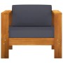 Sessel aus Akazienholz mit dunkelgrauen Auflagen, Teil des vidaXL Garten-Lounge-Sets.