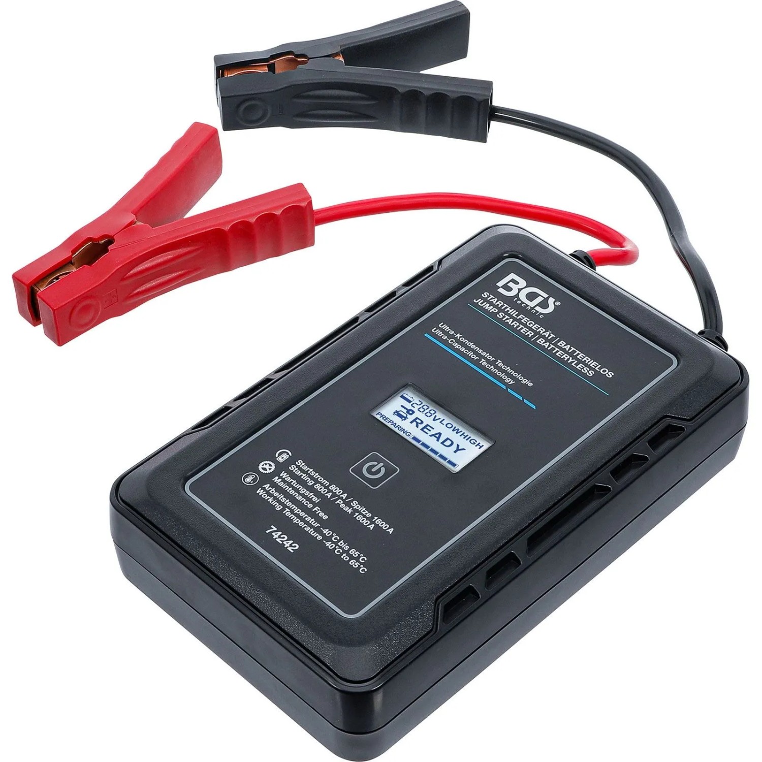 BGS Starthilfegerät Batterielos Mit Ultra Kondensator Technologie 12 V 800 A 1600 A 74242
