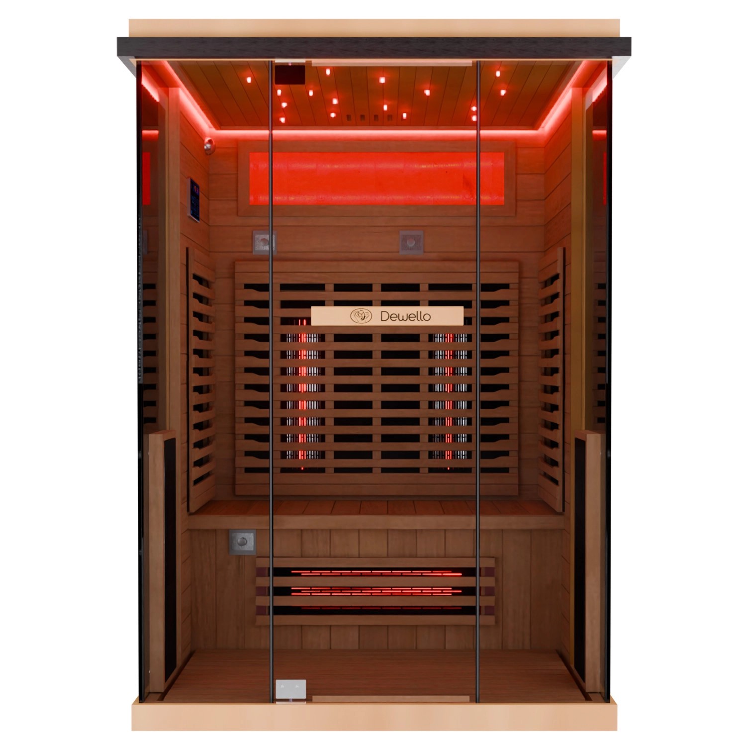 Dewello Infrarotkabine Sauna Kenora 130cm x 105cm 2 Personen Vollspektrum & günstig online kaufen