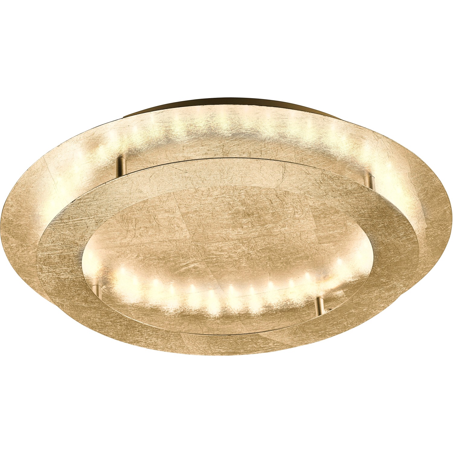 Goldene LED-Deckenleuchte Nevis von Paul Neuhaus, Ø 50 cm, aus Eisen.