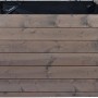 Graue Mährobotergarage mit Pflanzkasten aus Holz, 56x73x79cm. Schutz für Rasenmähroboter.