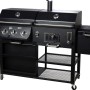 Schwarzer El Fuego Kombigrill Arizona mit 3 Brennern, Seitenbrenner, Gas- und Holzkohlegrill.