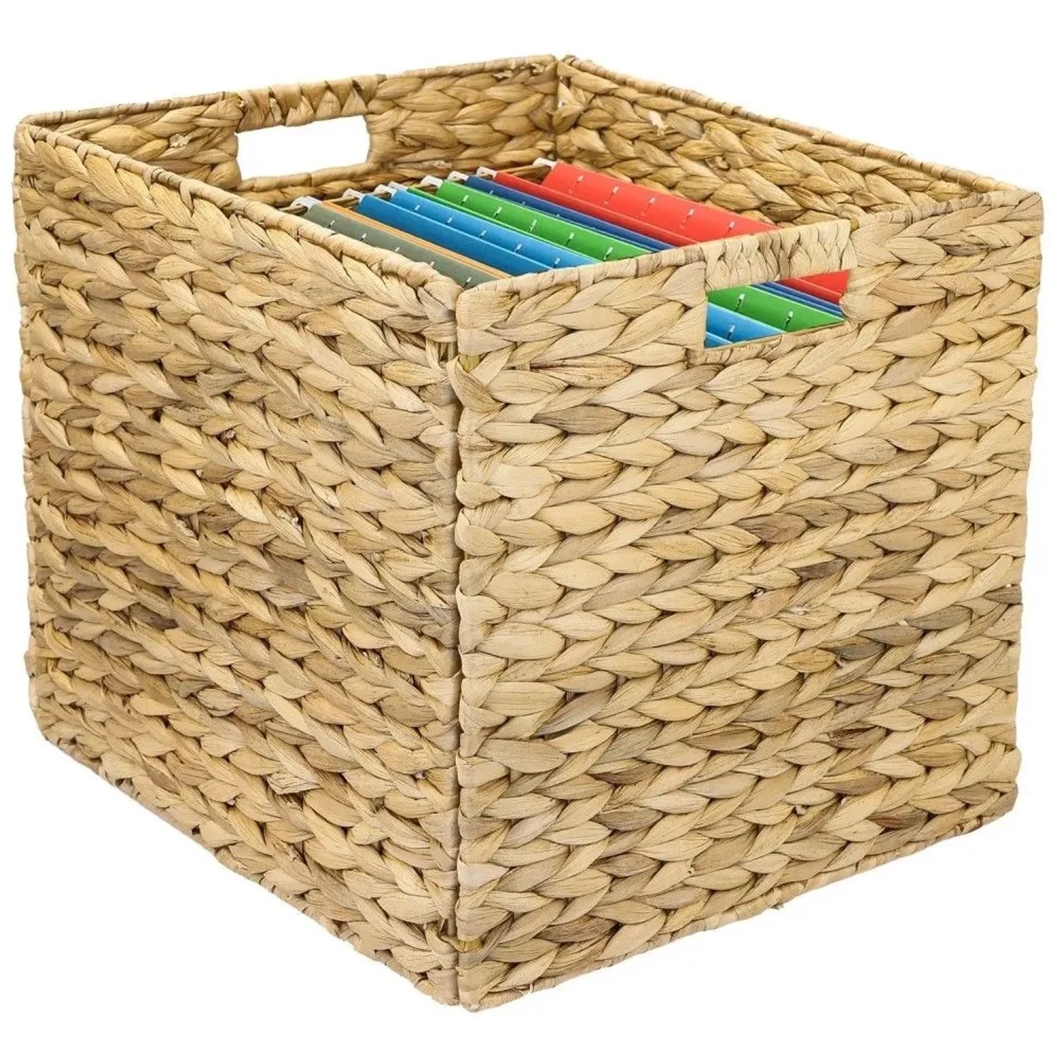 HMF 37246-HR Aufbewahrungskorb Kallax für DIN A4 Hängeregister Korb Wasserhyazinthe inkl 8 Hängeregister 33 x 38 x 32 cm