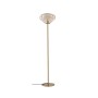 Moderne Lindby Stehlampe Lelia in Creme/Messing mit Glasschirm für Wohnzimmer.