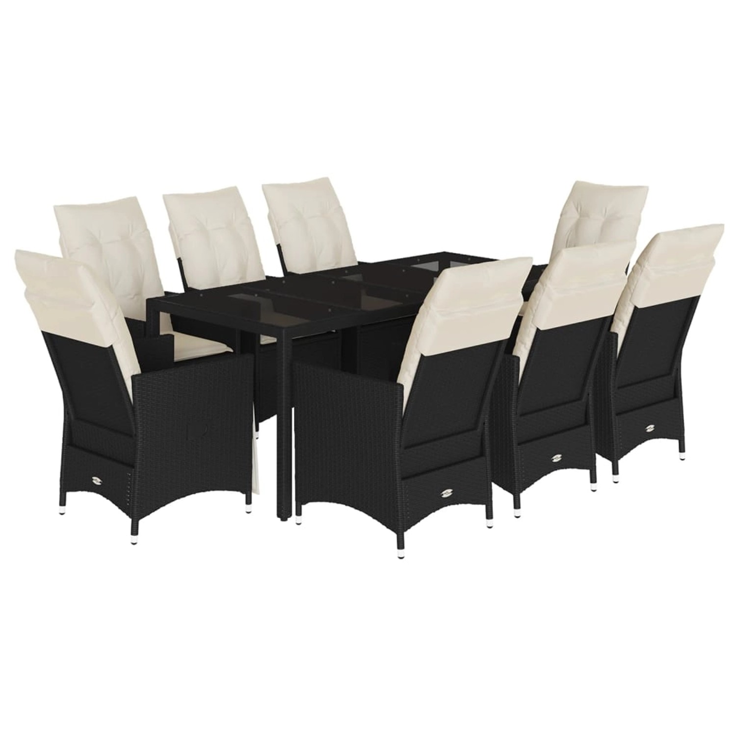 vidaXL 9-Tlg Garten-Essgruppe mit Kissen Schwarz Poly Rattan 3276699 günstig online kaufen