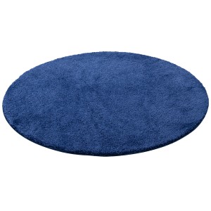 Runder, dunkelblauer Snapstyle Hochflor Shaggy Teppich Palace, 160x160cm.