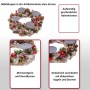 MCW Adventskranz aus Holz mit 4 Kerzenhaltern, geschmückt mit Zapfen, roten Beeren und Kugeln für Weihnachten.