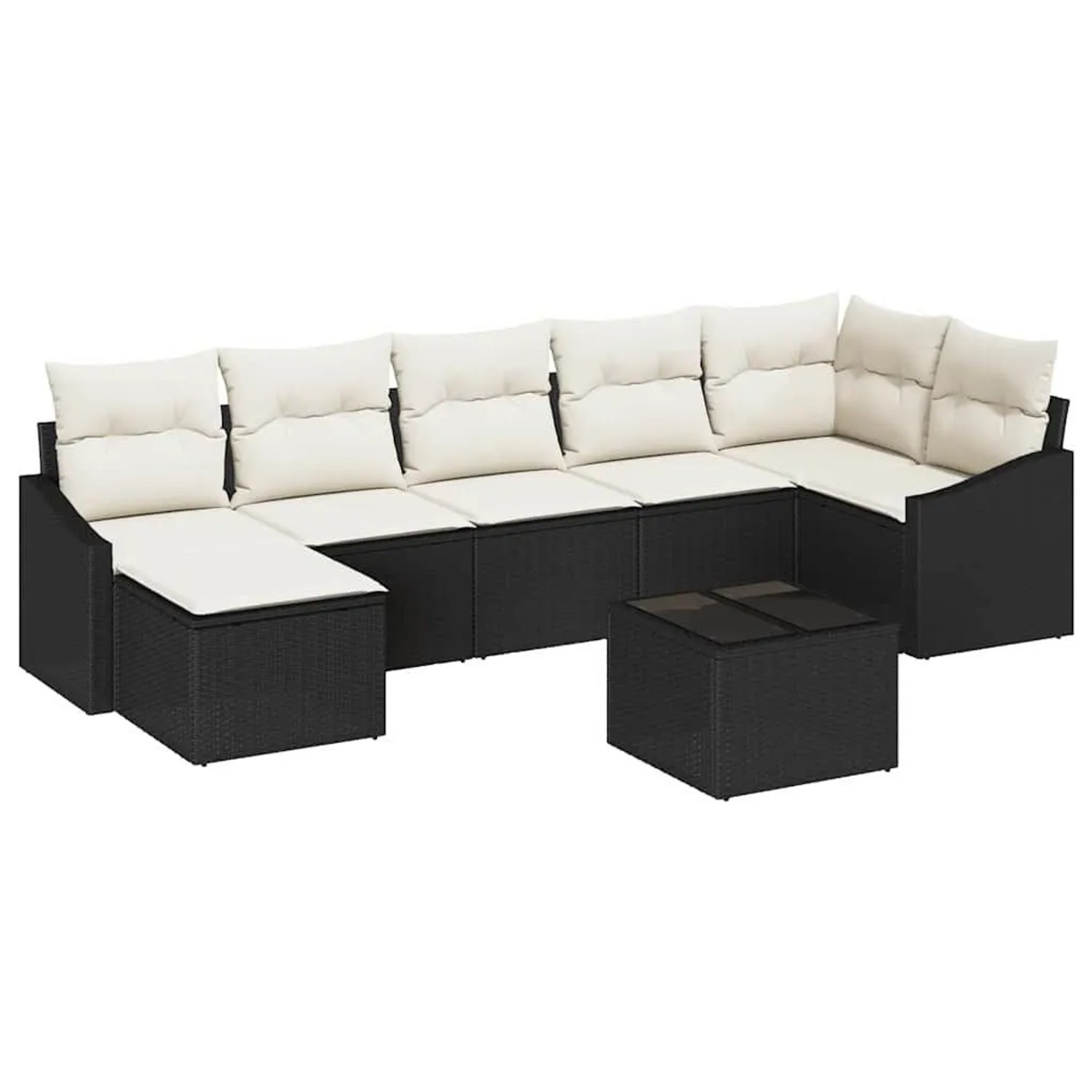 vidaXL Garten-Sofa-Set mit Kissen 8 Tlg Braun und Creme Poly-Rattan 3355486