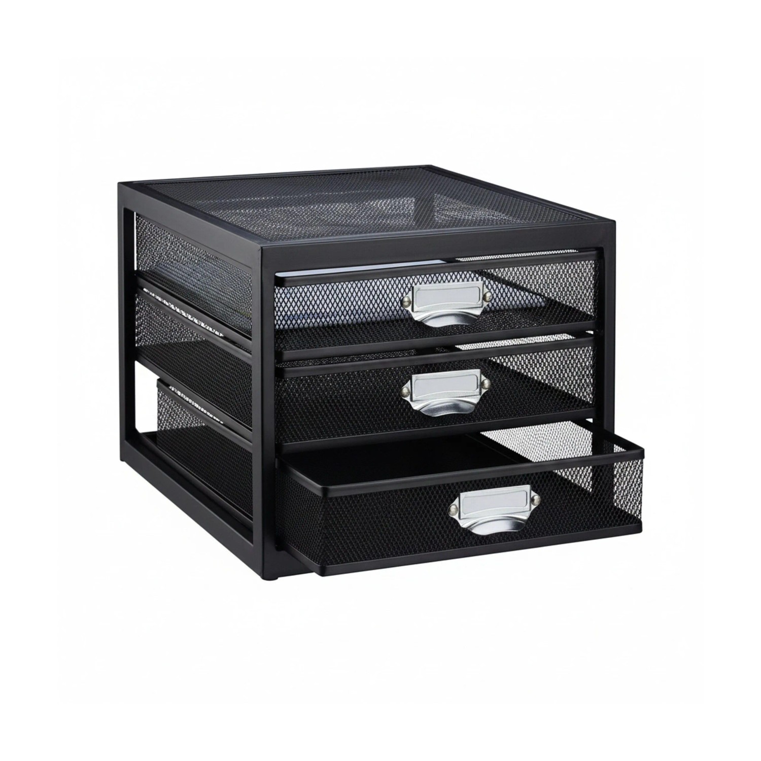 Relaxdays Schubladenbox A4 Stahl Schwarz mit 3 Fächern 23 cm x 27,5 cm x 35 cm 2,9 kg