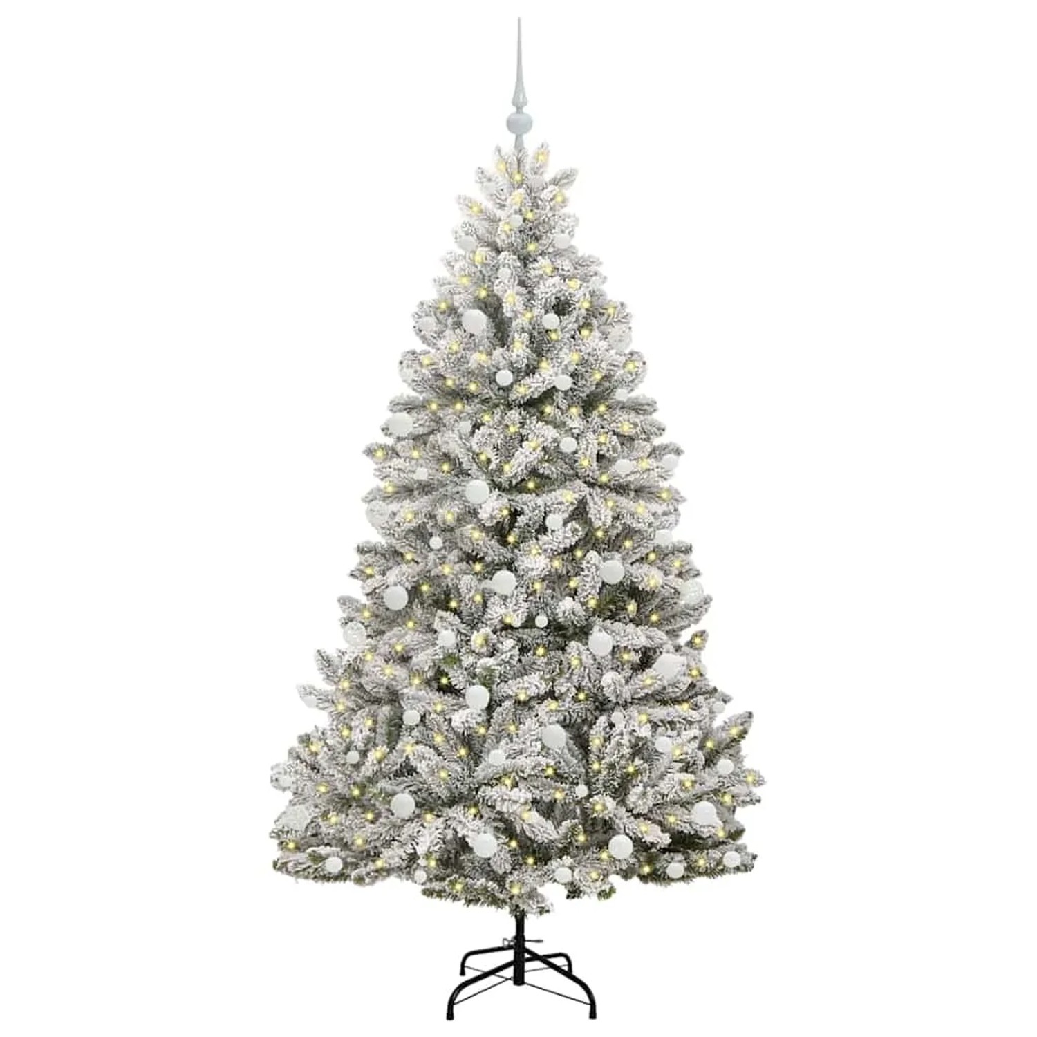 vidaXL Künstlicher Weihnachtsbaum Grün und Weiß 180 cm PVC und Metall 3395751