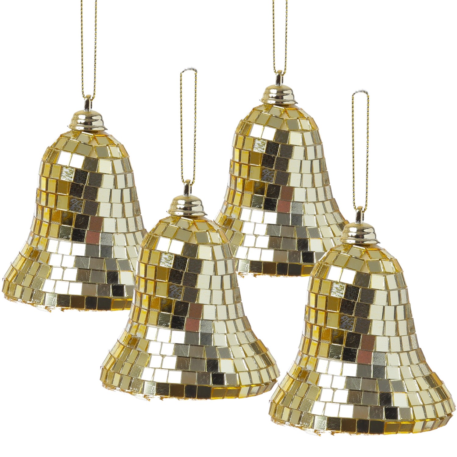 Marelida Christbaumschmuck Glocken Weihnachtsbaumschmuck Im Discokugel Look Gold 4St