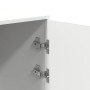 Detailansicht: Weiße Schranktür mit Scharnieren des vidaXL Lagerschranks.
