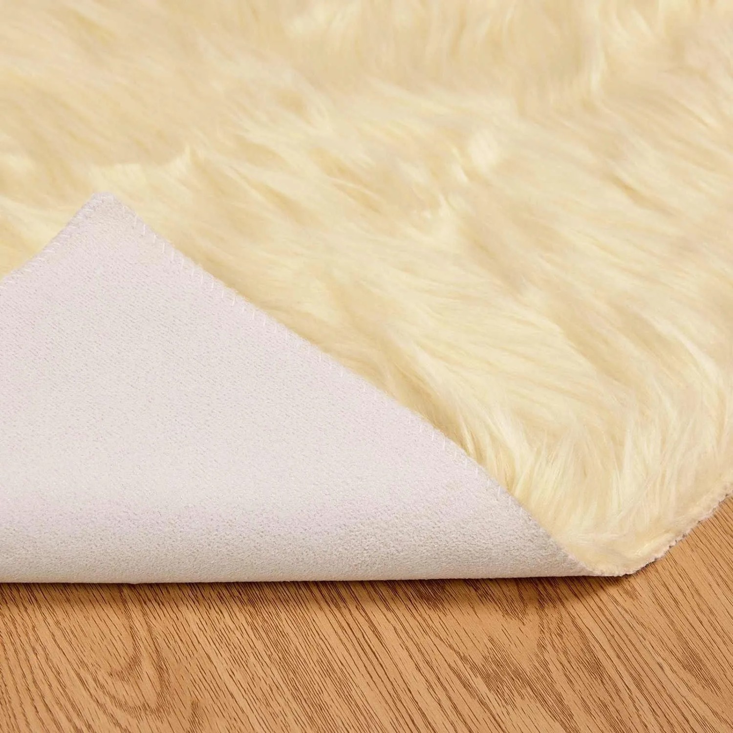 vidaXL Kunstschaffell Teppich Tafalla Creme 160 x 160 cm Polyester 42021510_8